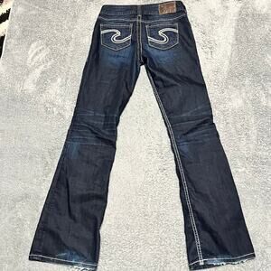 Silver Jeans Womens 28 x32 Suki Bootcut Western Contrast Stitch Blue Denim
